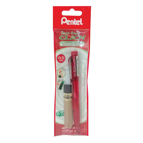 Pentel Mechanical Pencil Twist Erase Click 0.5 Red with 100HB PEP-PACK-068