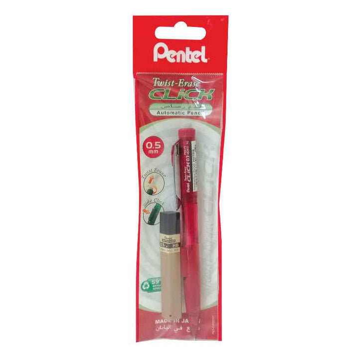 Pentel Mechanical Pencil Twist Erase Click 0.5 Red with 100HB PEP-PACK-068