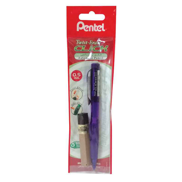 Pentel Mechanical Pencil Twist Erase Click 0.5 Voilet with 100HB PEP-PACK-070