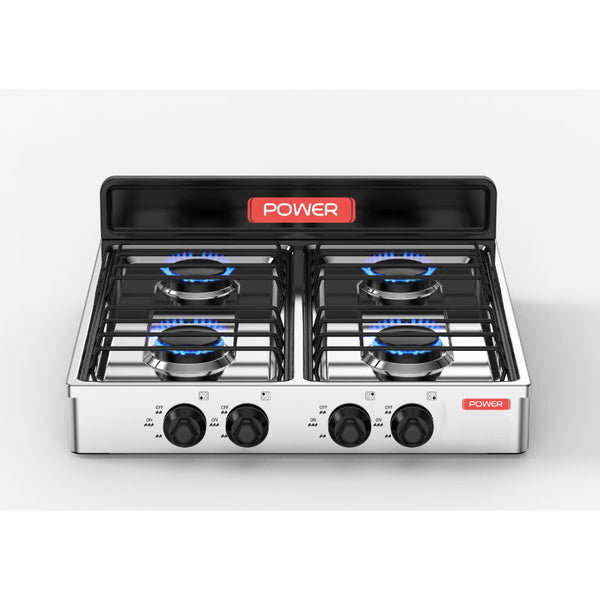 Power Gas Stove 4 Burner Silver