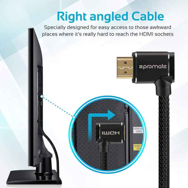 Promate PROLINK4K1300 Right Angle 4K HDMI Cable 3M Black PROLINK4K1‐300