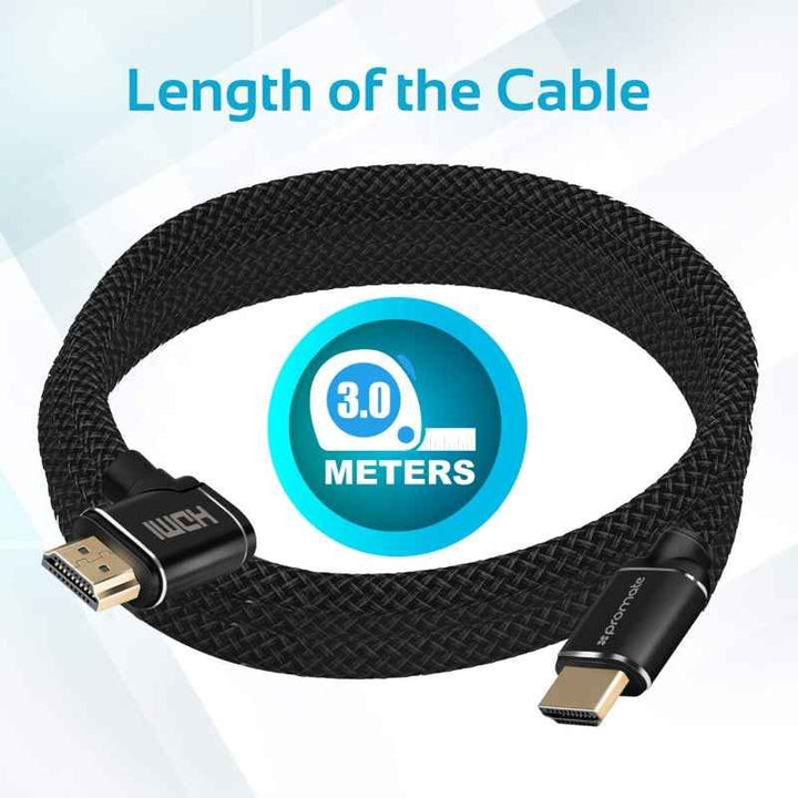 Promate PROLINK4K1300 Right Angle 4K HDMI Cable 3M Black PROLINK4K1‐300