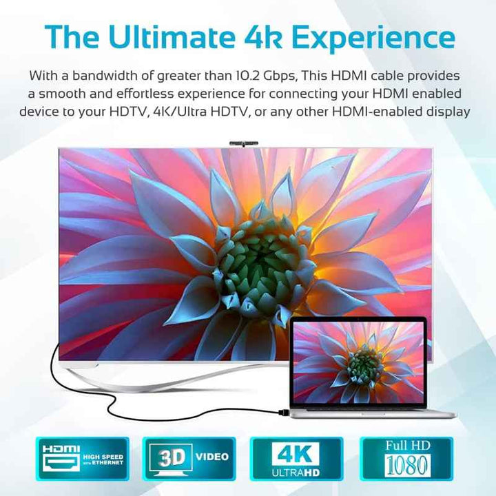 Promate PROLINK4K1300 Right Angle 4K HDMI Cable 3M Black PROLINK4K1‐300