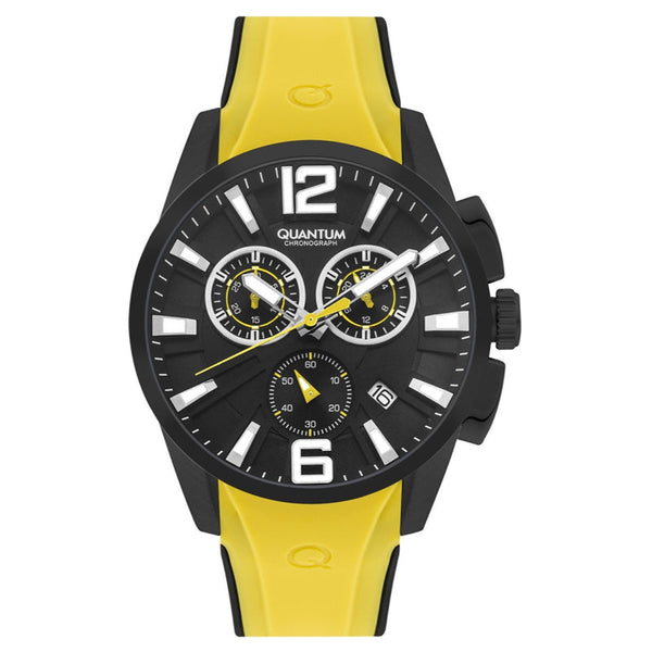 Quantum Men Yellow Silicone Analog Black Dial Watch PWG1076654