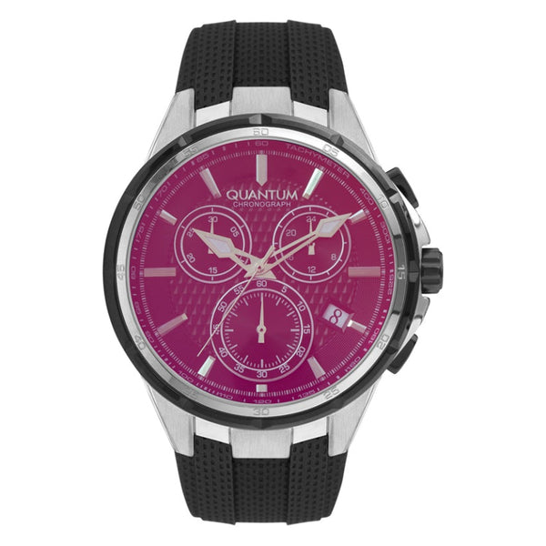 Quantum Men Black Silicone Analog Pink Dial Watch PWG953351