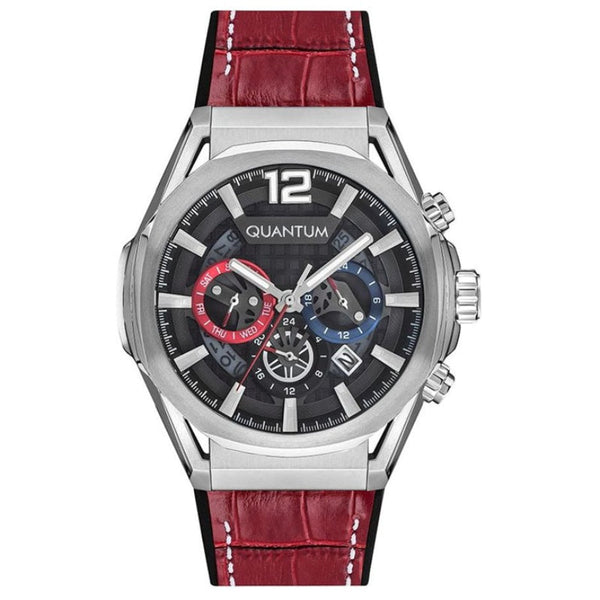 Quantum Men Maroon Silicone Analog Black Dial Watch PWG970358