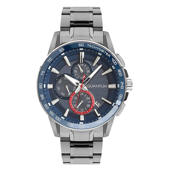 Quantum Men Silver Stainless Steel Analog Blue Dial Watch PWG993390