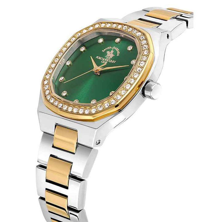 Santa Barbara Polo Club Women Stainless Steel Silver and Gold Watch SB1106256