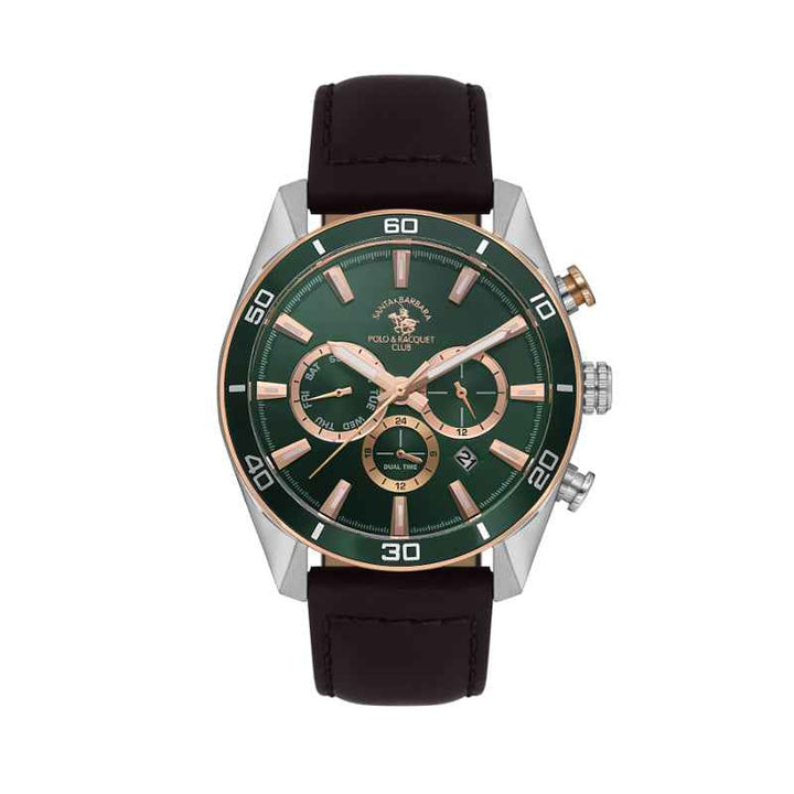 Santa Barbara Polo Club Legend Men Genuine Leather Dark Brown Watch SB1106273