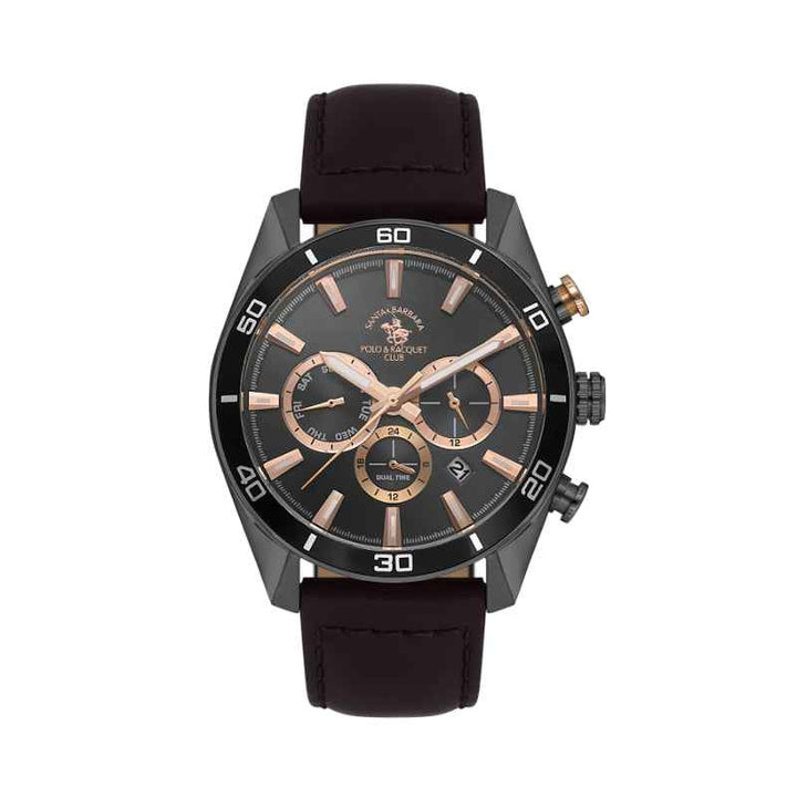 Santa Barbara Polo Club Legend Men Genuine Leather Dark Brown Watch SB1106275