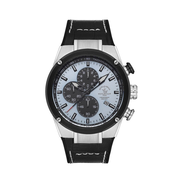 Santa Barbara Polo Men Black Leather Analog Watch SB3100012