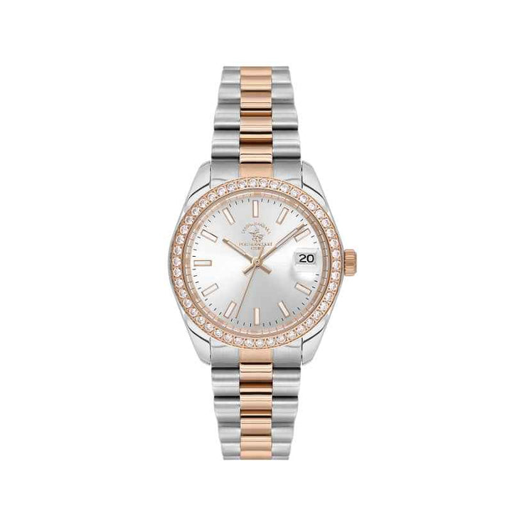 Santa Barbara Polo Club Unique Women Stainless Steel Silver and Rose Gold Watch SB4100176