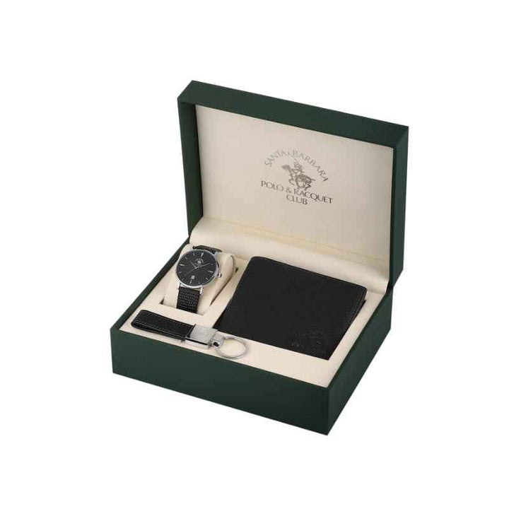 Santa Barbara Polo Club Noble Men Lizard Pattern Leather Black Watch SB8100092
