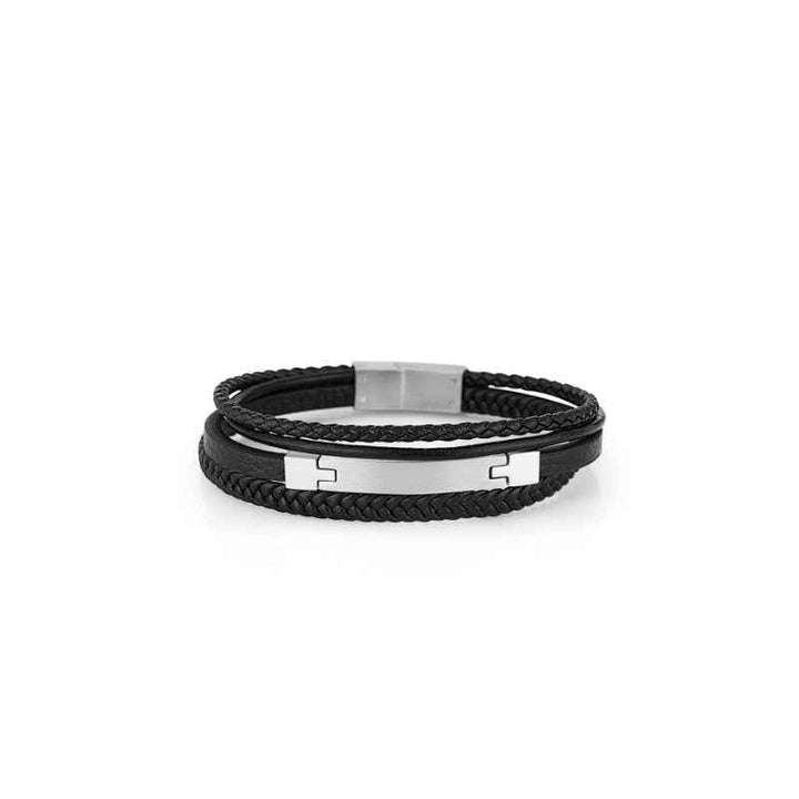 Santa Barbara Polo Club Men Stainless Steel Black and Silver Bracelet SBJ6100171