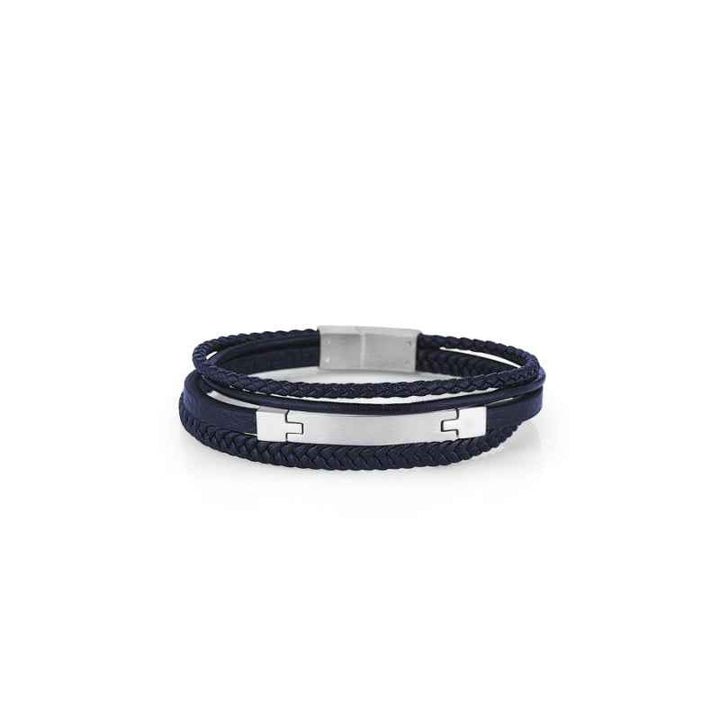 Santa Barbara Polo Club Men Stainless Steel Navy Blue Bracelet SBJ6100174