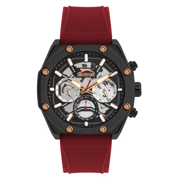 Slazenger Men Red Silicone Analog Black Dial Watch SL092319205