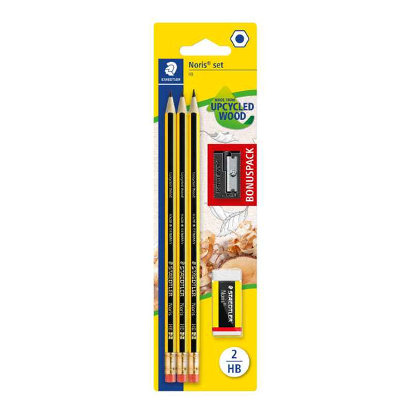 Staedtler Noris Upcycle 3 Pencils with Sharpner and Eraser ST-122-SBK3PH