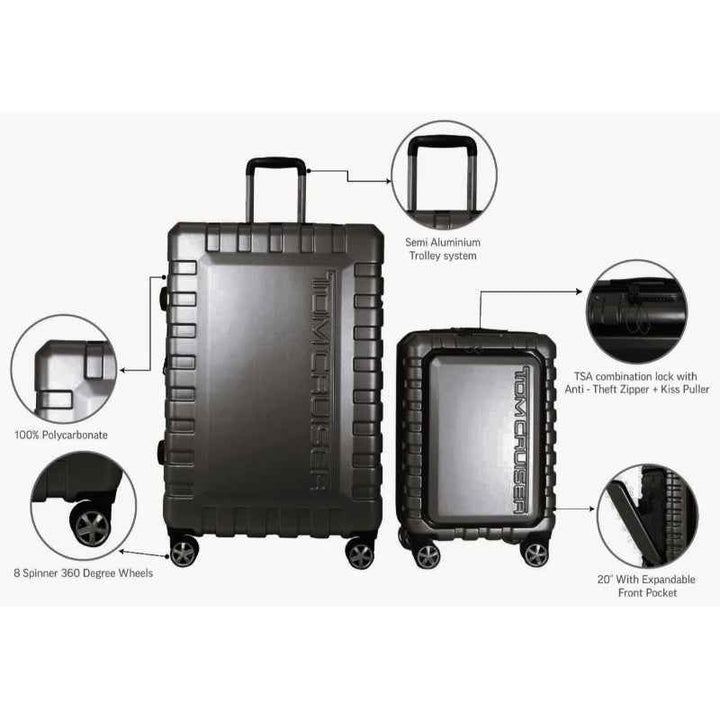 Tomcruiser Navigator Hard Trolley 20, 24, 28 Inch Black TC-HT-129