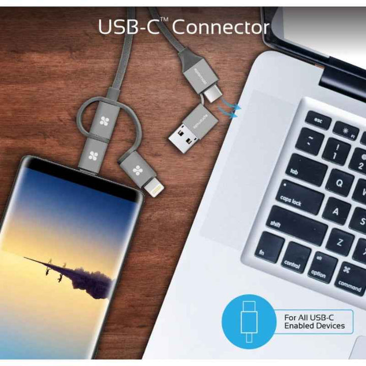 Promate UNILINK‐TRIO2 6in1 Charger Cable 1.2M Grey UNILINK‐TRIO2