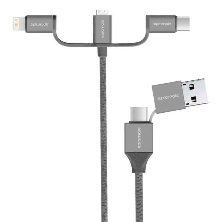 Promate UNILINK‐TRIO2 6in1 Charger Cable 1.2M Grey UNILINK‐TRIO2