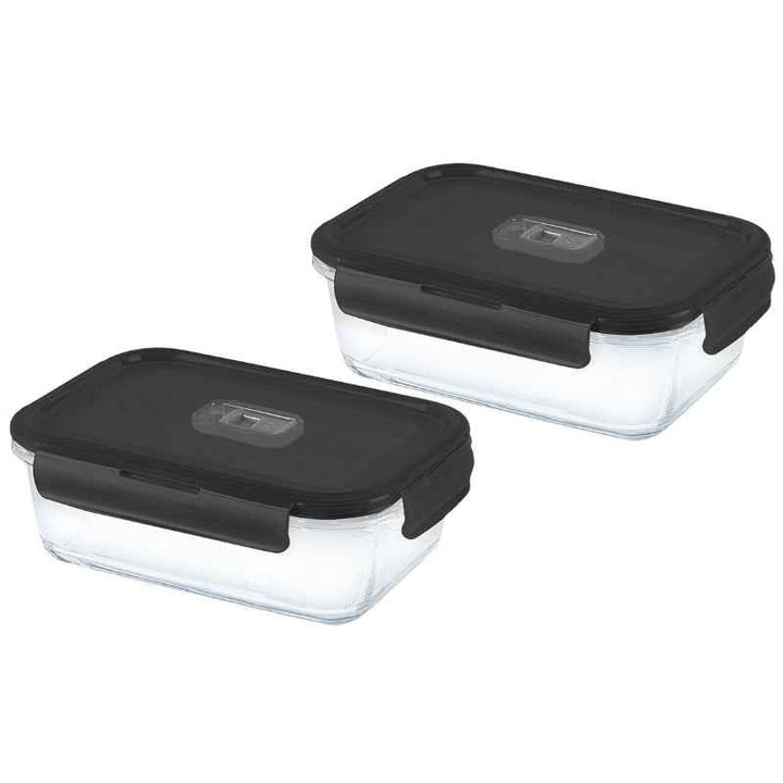 Luminarc Temp Rectangular Pure Flat Rim with Black Lid 2 pcs V7977