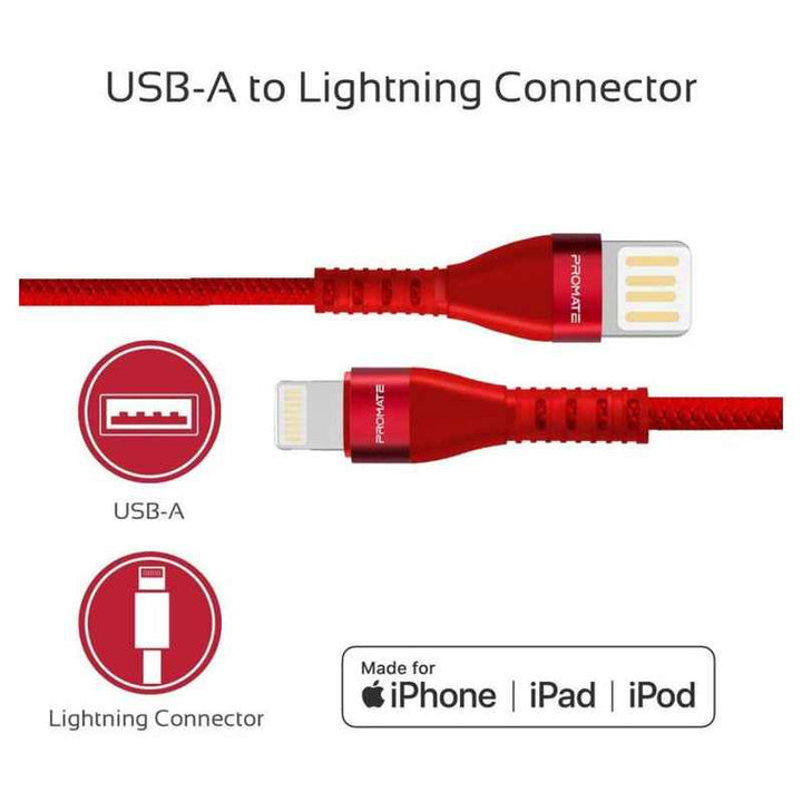 Promate VIGORAYI Lightning Cable 1.2M Red VIGORAY‐I-RED
