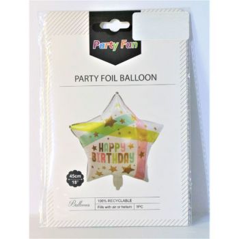 AQ Foil Balloon Happy Birthday Star 18 Inch AQ867070