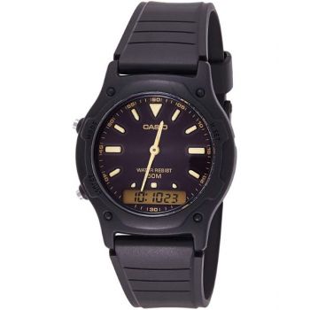 Casio Watch For Men Quartz , Analog-Digital Display and Resin Strap Aw-49He-1Avdf, Black Band