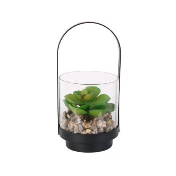 CMP Hanging Artificial Plant Glass And Metal Container CMHD4132