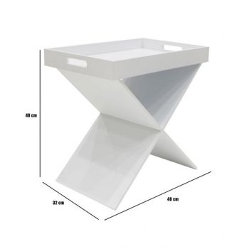 CMP Side Table White with Tray CMHD6419