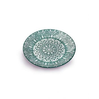 Makaan Round Plate Green Arabisc 8 inch MD03063