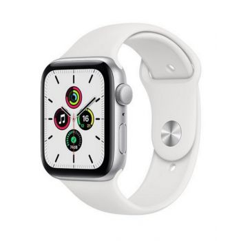 Apple Watch SE GPS, 44mm Silver Aluminium Case with White Sport Band MYDQ2
