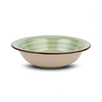Nava Stoneware Plate For Soup "Lines Oil Green" 22cm NV1000912