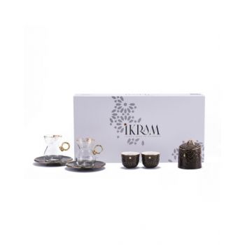 Ikram Arabic Tea And Coffee Set Black 19 Pcs Set OHET1399