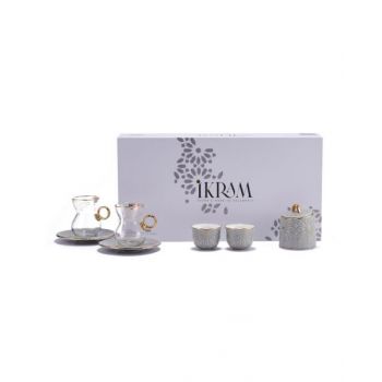 Ikram Arabic Tea And Coffee Set Grey 19 Pcs Set OHET1400
