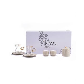 Ikram Arabic Tea And Coffee Set Beige 19 Pcs Set OHET1401
