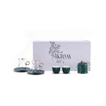 Ikram Arabic Tea And Coffee Set Green 19 Pcs Set OHET1403