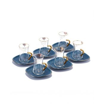 Ikram Tea Glass Set Blue 19 Pcs Set OHET1418