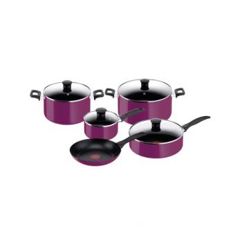 Tefal Cookware Set Simply Cook Non Stick 9 pcs Purple TFB093S986